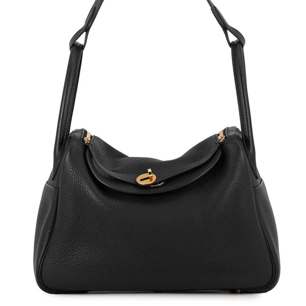 Hermes Lindy 30 Handbag, Black, Taurillon Clemence Leather, Y Stamp, 2-way Sh...